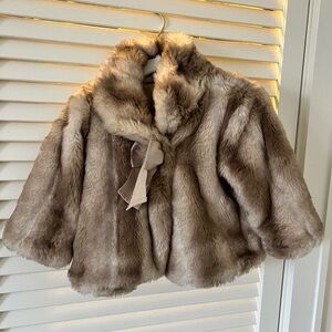 Kids Faux Fur Coat - Tan